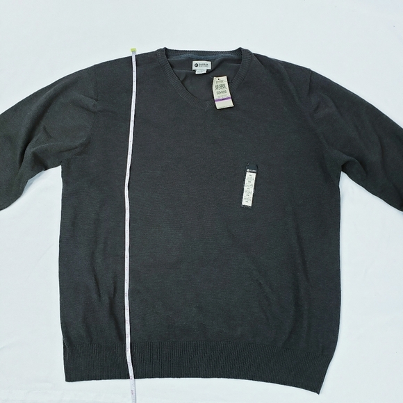 Last Chance! NWT Haggar Men's V Neck Sweater Chocolate Heather Brown Long Sleeve - Picture 4 of 6